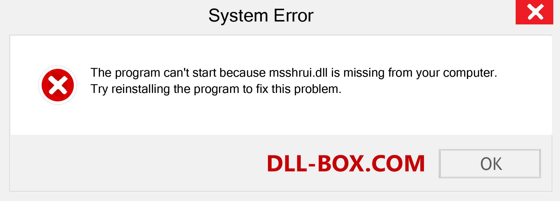  msshrui.dll file is missing?. Download for Windows 7, 8, 10 - Fix  msshrui dll Missing Error on Windows, photos, images